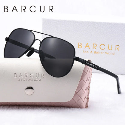 BARCUR Oversize Polarized Sunglasses for Women Trendy Double Beam Design Metal Elliptical Frame with UV400 Protection Fashionable Sun Glasses for Summer Outdoor & Daily Wear
