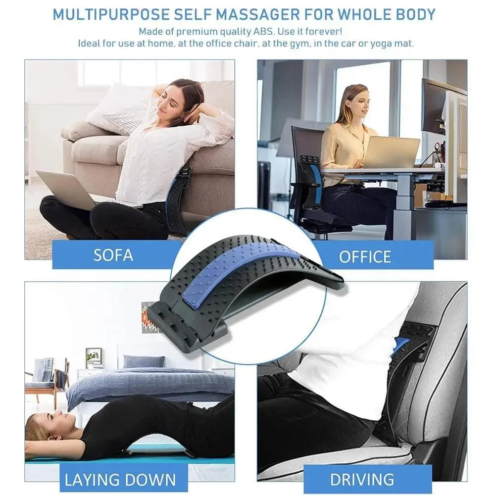 Black Purple Back Stretching Device Muscle Back Massage Relax Stretcher Posture Therapy Back Stretch Spine Pain Relief Stretcher Support Lower And Upper Muscle Pain Relief