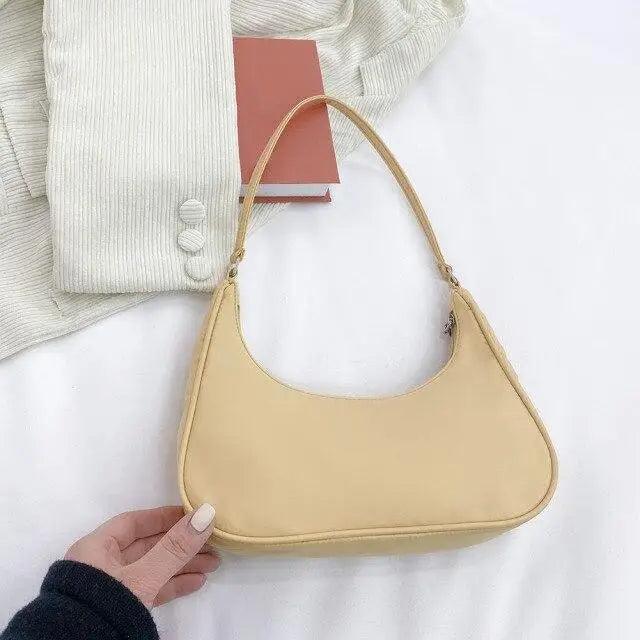 Elegant Pure Color Shoulder Underarm Bags, Casual Ladies Zipper Small Purse Top-handle Handbag For Ladies And Girls